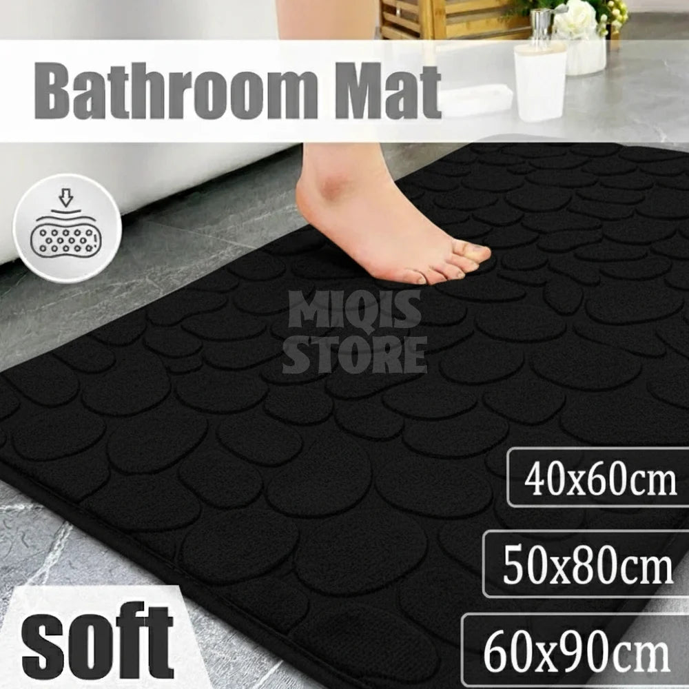 Pebble Stone Water Absorbent Mat (Medium Black)
