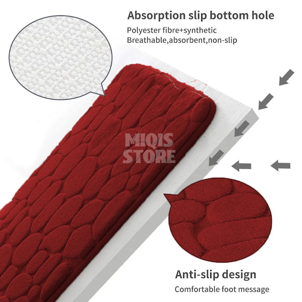 Pebble Stone Water Absorbent Mat (Medium Red)