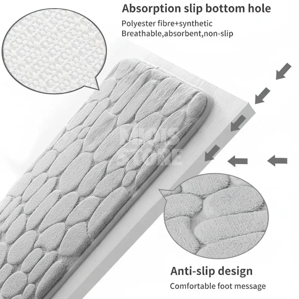 Pebble Stone Water Absorbent Mat (Medium Light Gray)