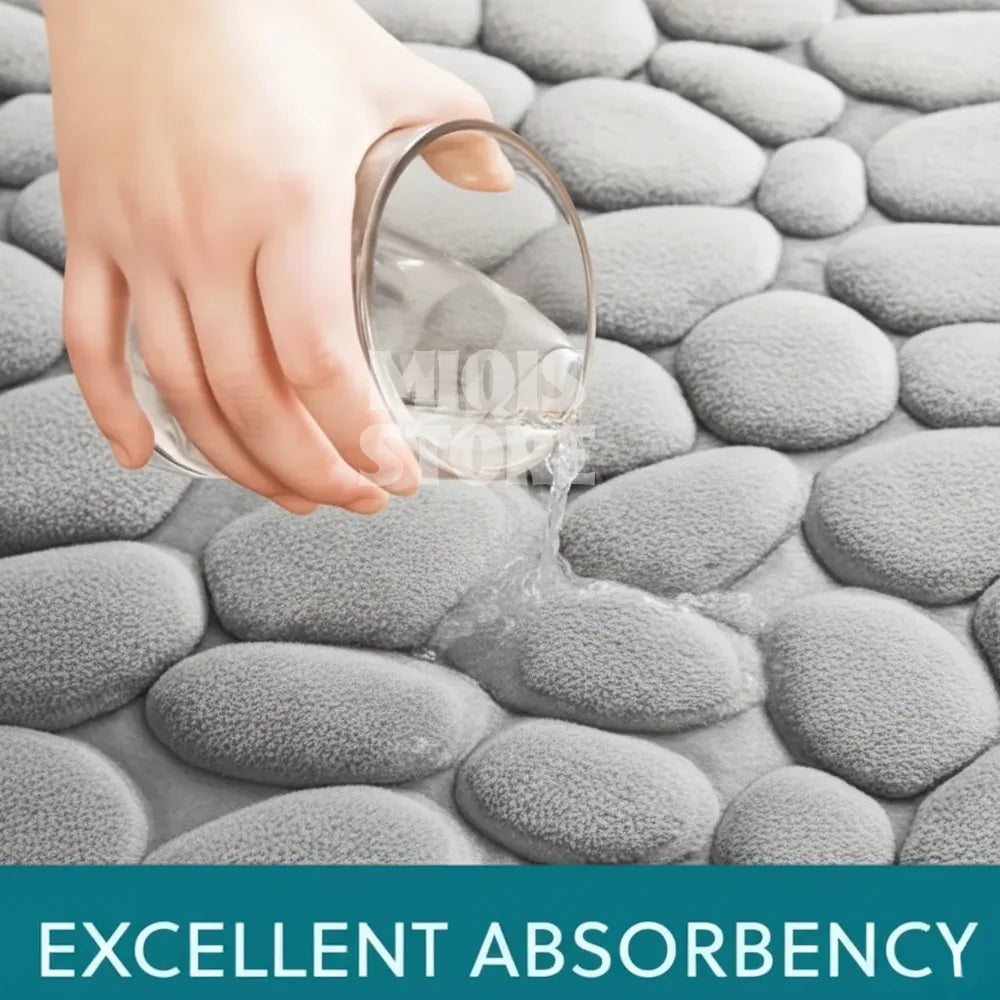 Pebble Stone Water Absorbent Mat (Medium Light Gray)