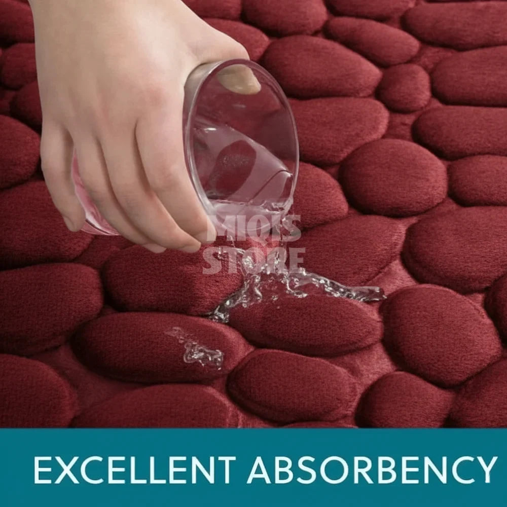 Pebble Stone Water Absorbent Mat (Medium Red)