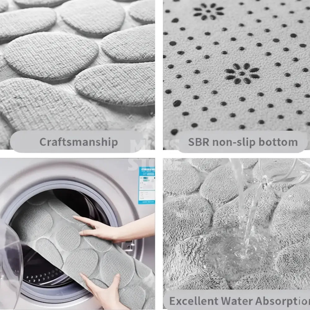 Pebble Stone Water Absorbent Mat (Medium Light Gray)