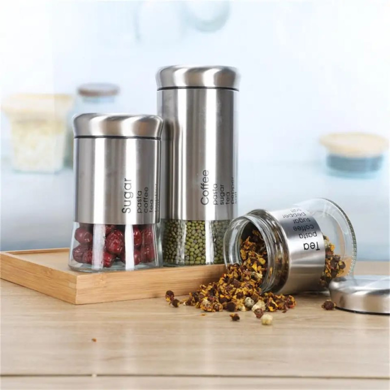 Airtight Glass Storage Jar Set (3 Pcs)