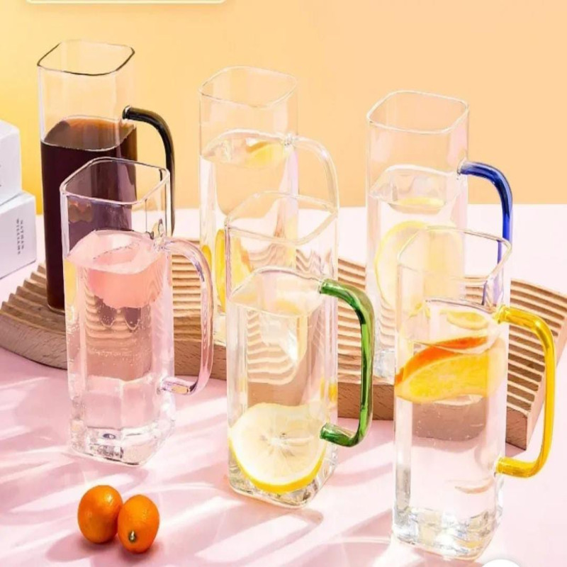 Square Glass Cup With Bamboo Lid & Straw