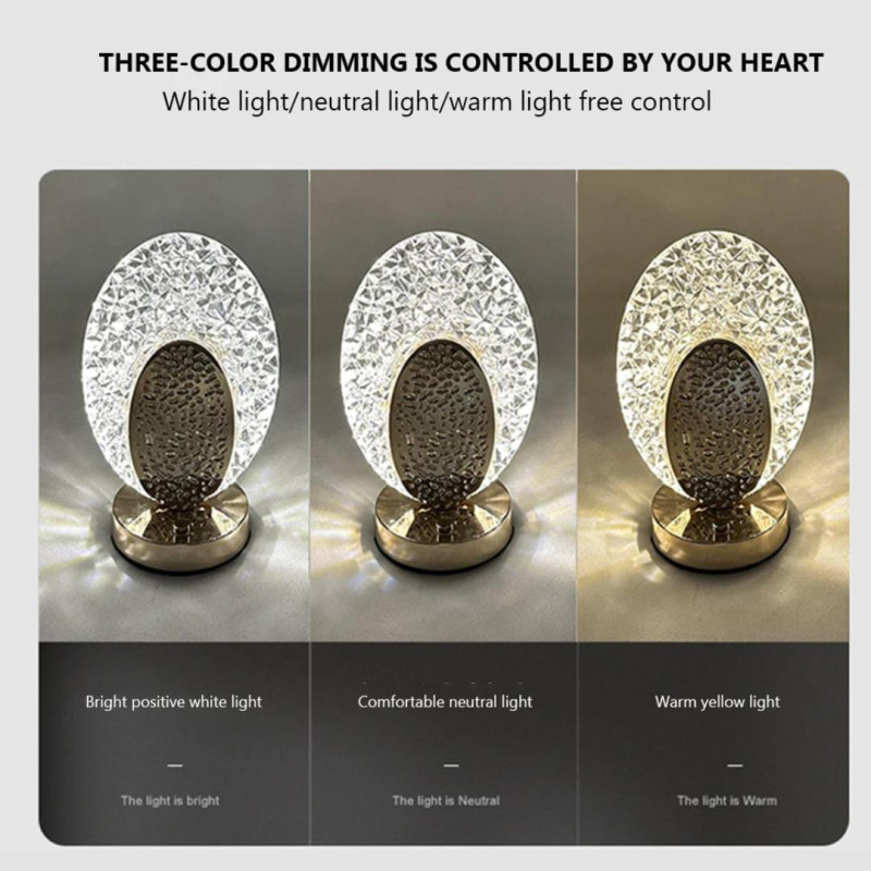 Multi Color Chargeable Crystal Touch Lamp (Oval Shape)