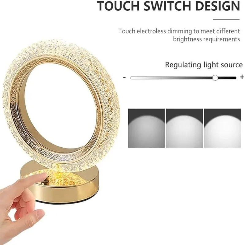 Multi Color Chargeable Crystal Touch Lamp (Ring Shape)