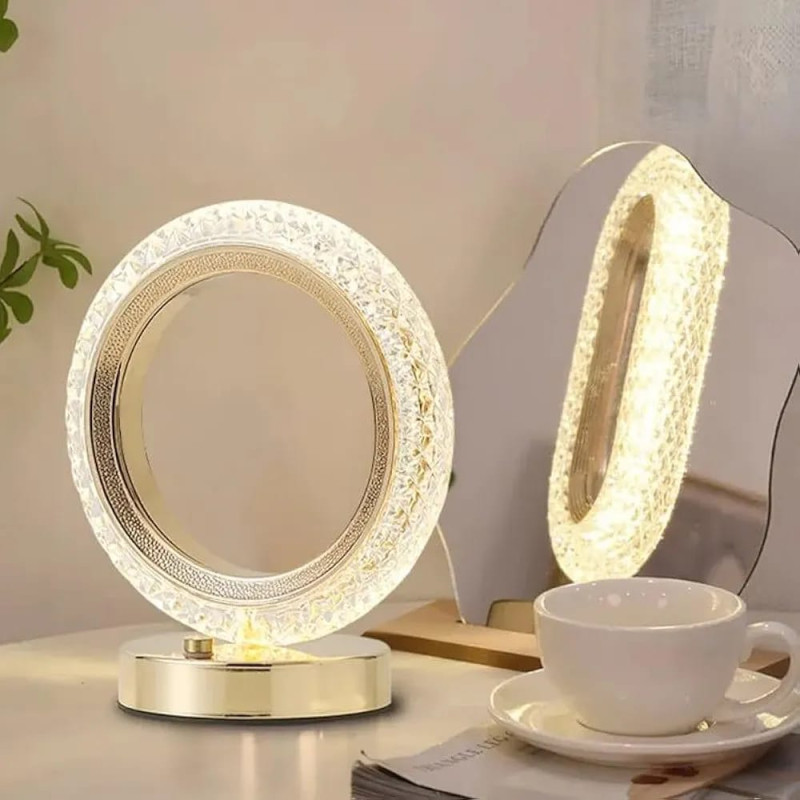 Multi Color Chargeable Crystal Touch Lamp (Ring Shape)