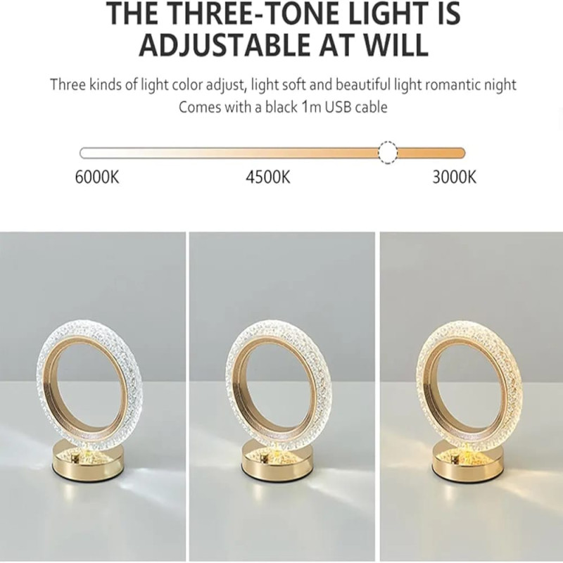 Multi Color Chargeable Crystal Touch Lamp (Ring Shape)