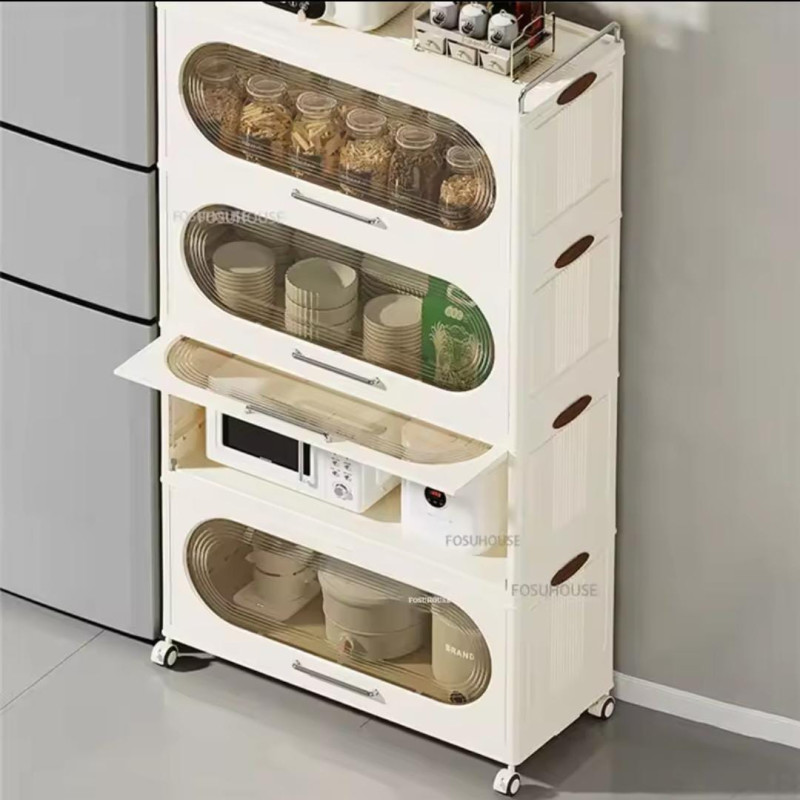 Multi-functional and Foldable Plastic Storage Cabinet Rack for Kitchens, Living Rooms, and Bedrooms