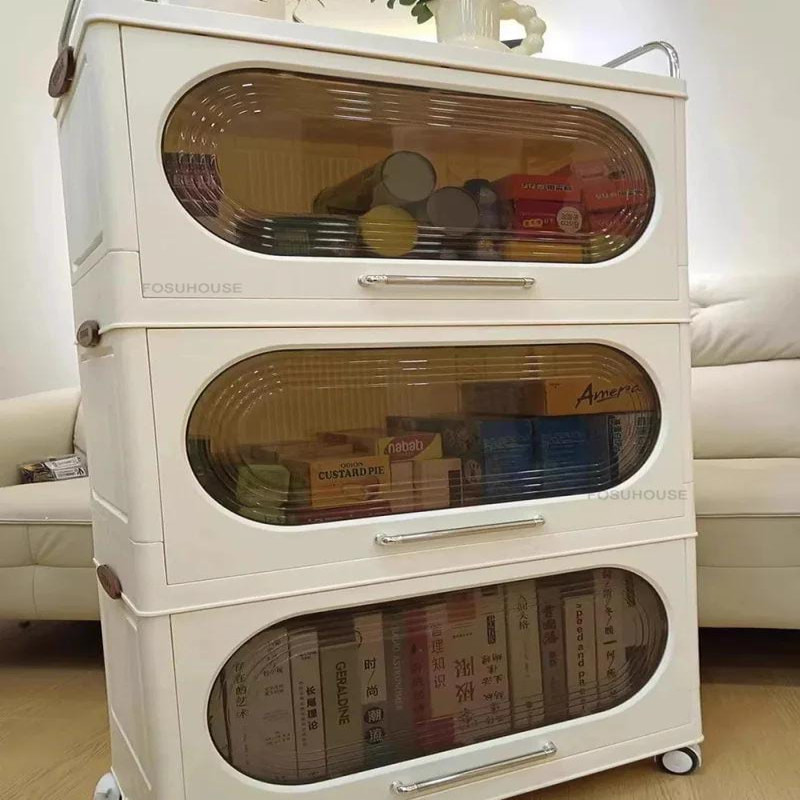 Multi-functional and Foldable Plastic Storage Cabinet Rack for Kitchens, Living Rooms, and Bedrooms