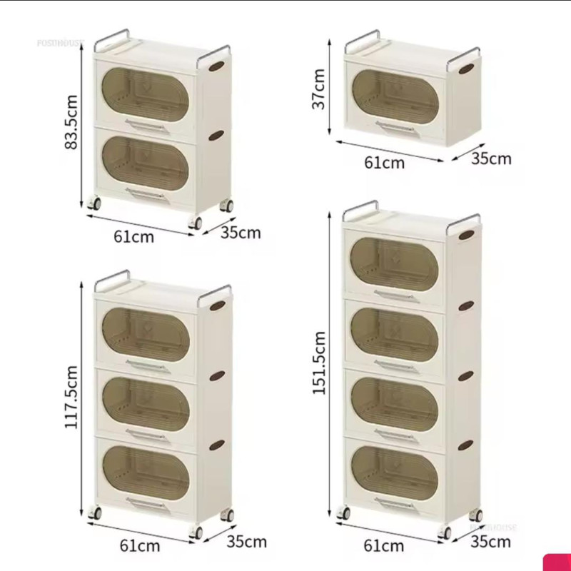 Multi-functional and Foldable Plastic Storage Cabinet Rack for Kitchens, Living Rooms, and Bedrooms
