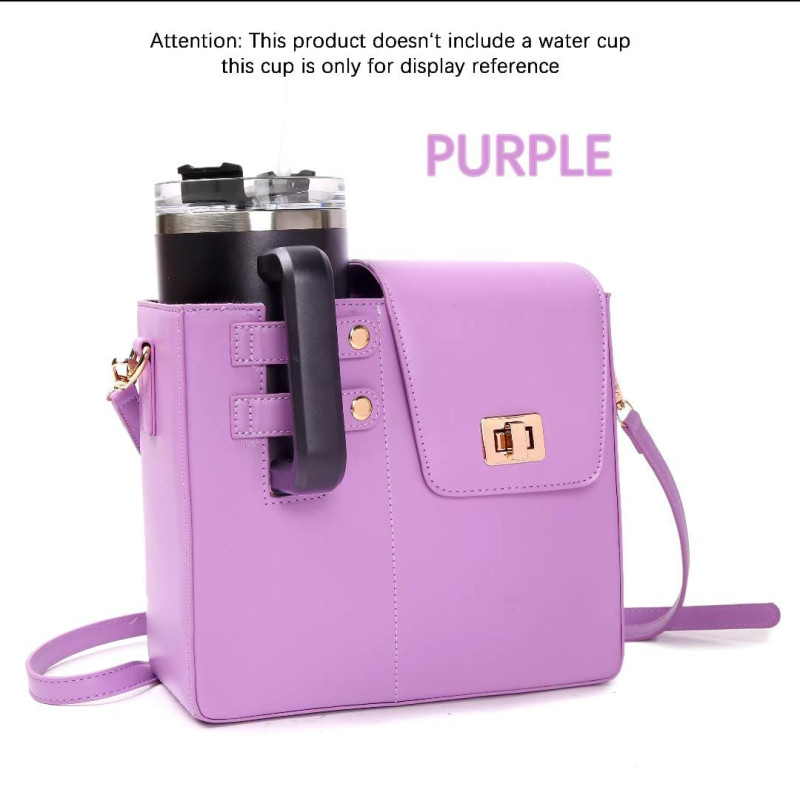 Leather Crossbody Bag   with Cup Holder / Tumbler Compartment