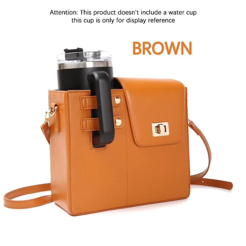 Leather Crossbody Bag   with Cup Holder / Tumbler Compartment