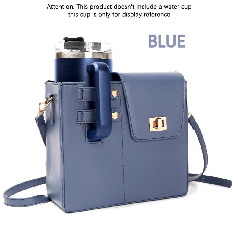 Leather Crossbody Bag   with Cup Holder / Tumbler Compartment