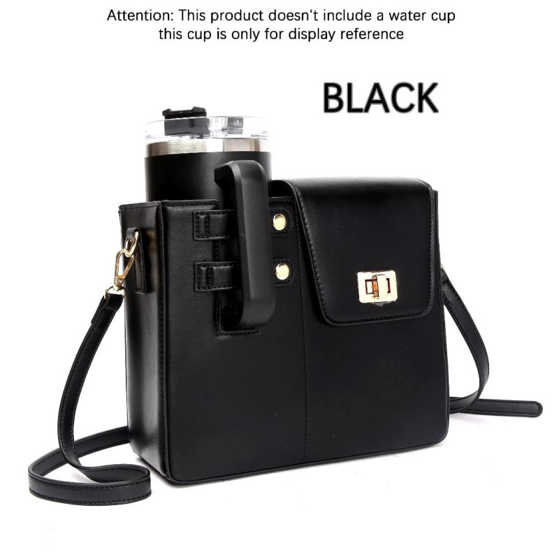 Leather Crossbody Bag   with Cup Holder / Tumbler Compartment