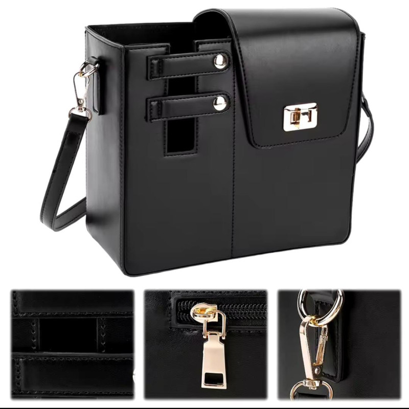 Leather Crossbody Bag   with Cup Holder / Tumbler Compartment