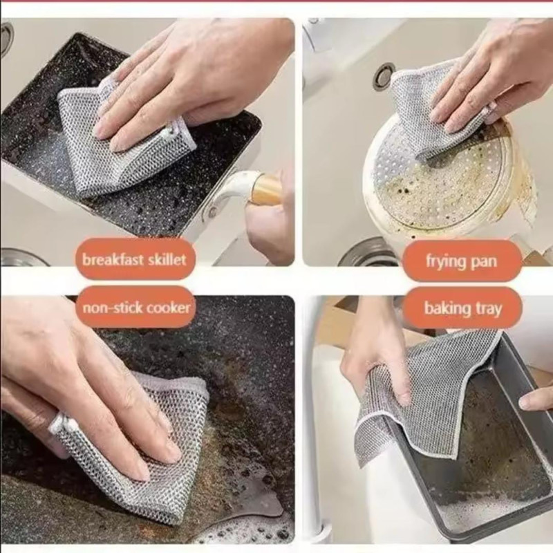 Silver wire cleaning kitchen cloth (pack of 3)