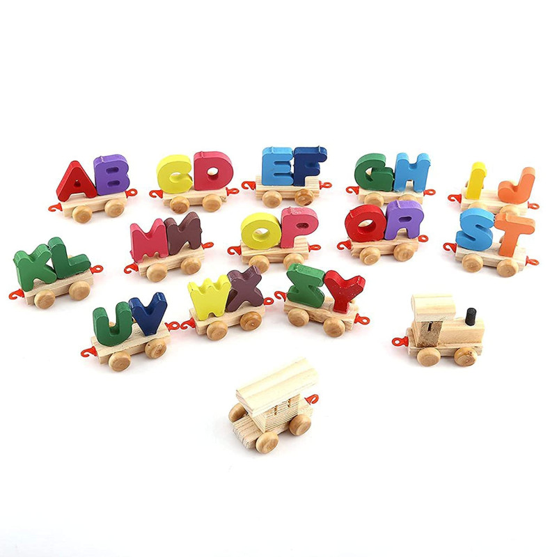 Wooden Alphabetic Model Train A – Z Alphabets Blocks Train