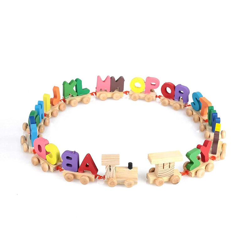 Wooden Alphabetic Model Train A – Z Alphabets Blocks Train