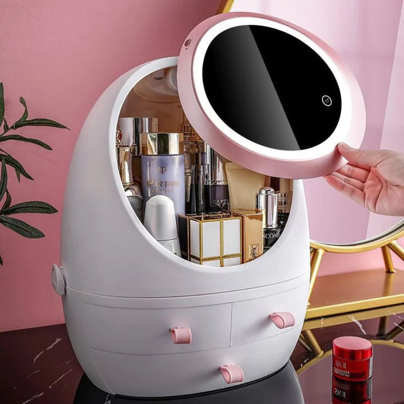 LED Mirror Cosmetic Storage Organizer