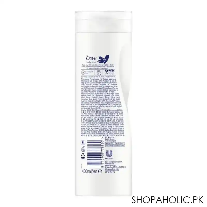 Dove Body Love Restoring Care Body Lotion, For Dry Skin, With Coconut Oil & Almond Milk, 400ml
