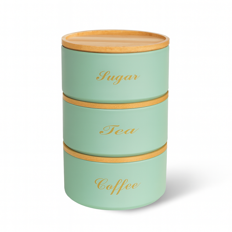 Stacking Metal Canister Set - Mint Green
