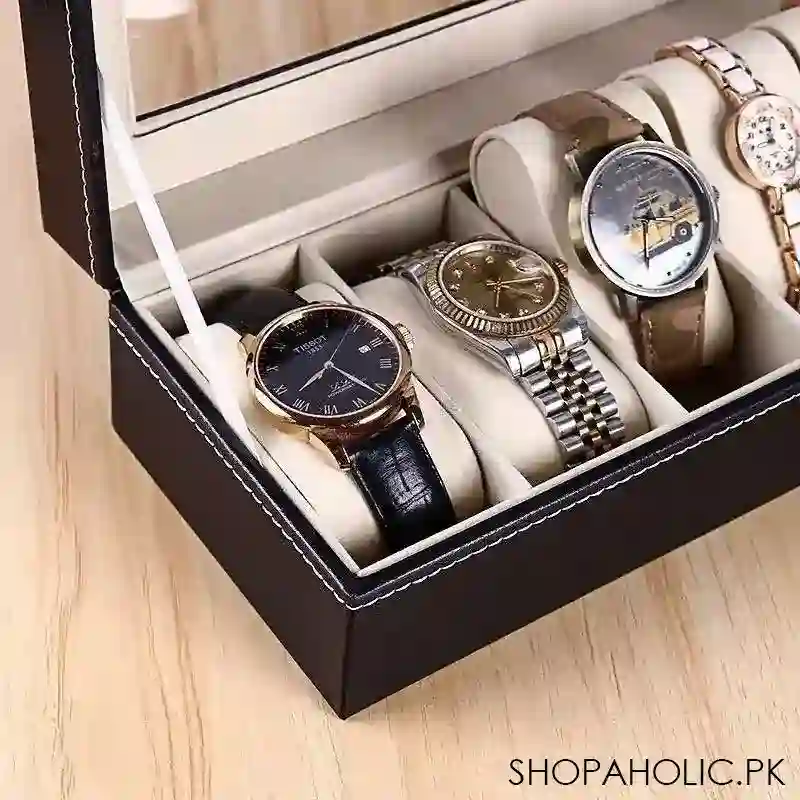 Elegant 6 Watches Storage Box PU Leather for Men and Women