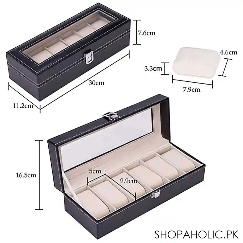 Elegant 6 Watches Storage Box PU Leather for Men and Women