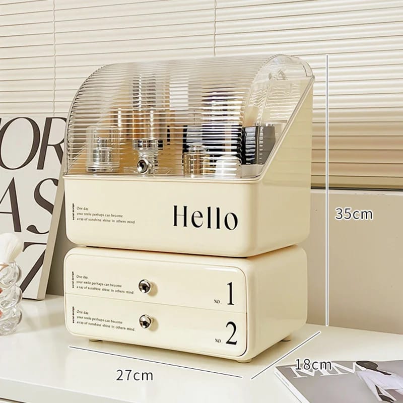 Exquisite Cosmetic Organizer with Dual Shelves and Brushes Holder
