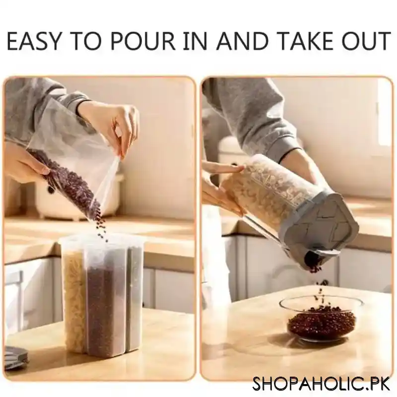 Food Storage Dispenser Airtight Container Jar with 4 Sections - 2300ml