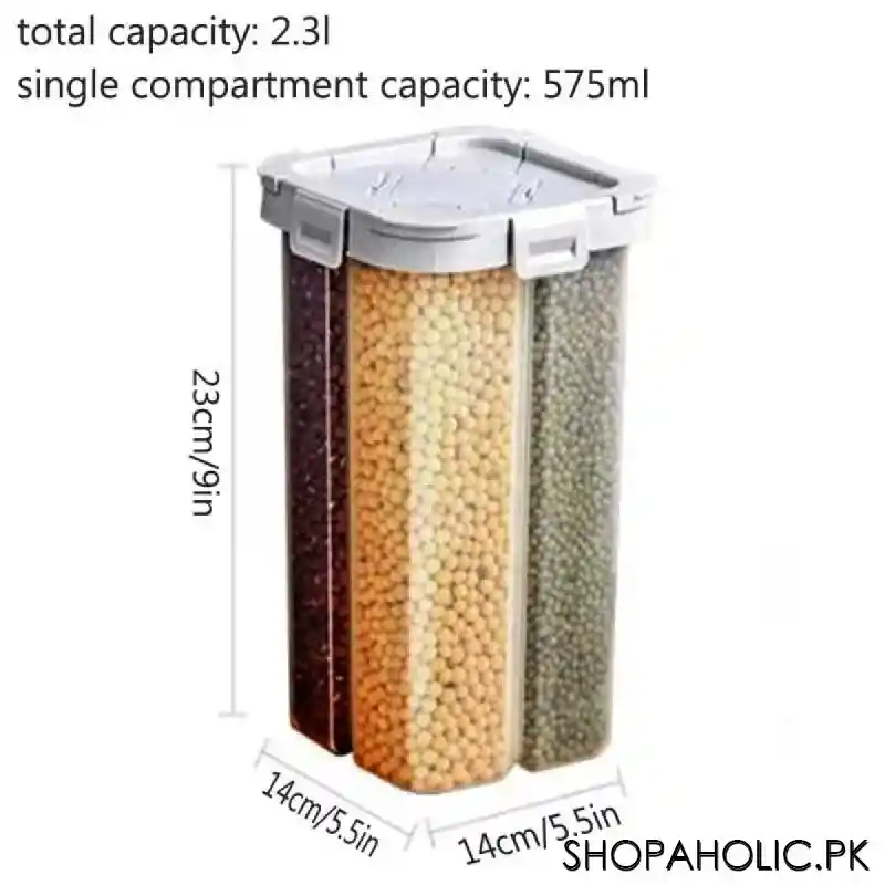 Food Storage Dispenser Airtight Container Jar with 4 Sections - 2300ml