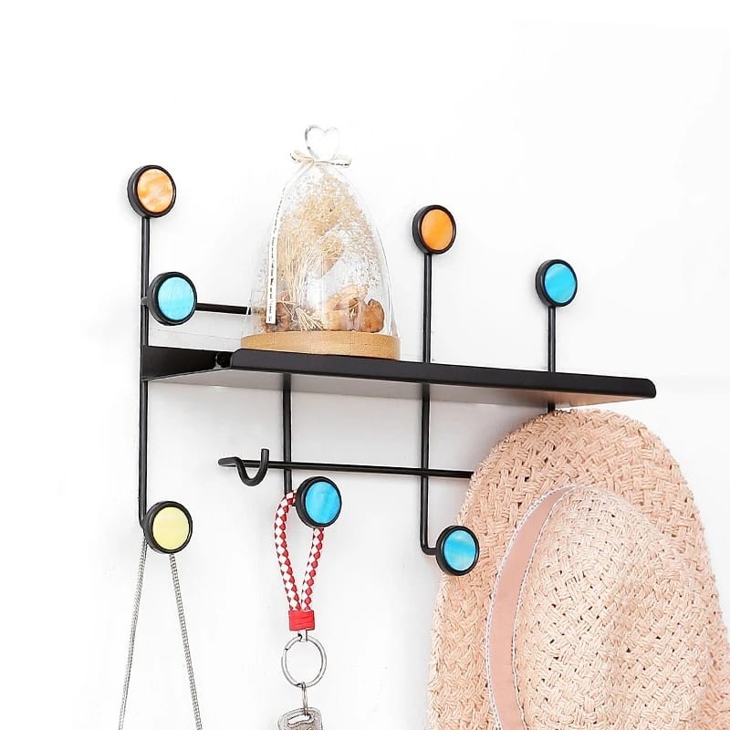 Nordic Style Wall Shelf With Hooks