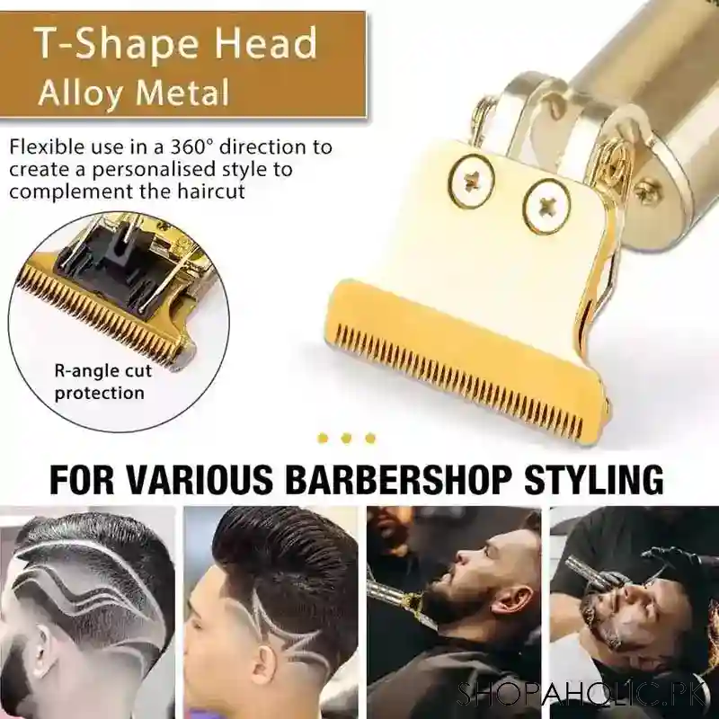 Kemei Vintage T9 Rechargeable Professional Hair Clipper for Beard and Haircut Style Trimmer with Four Clips