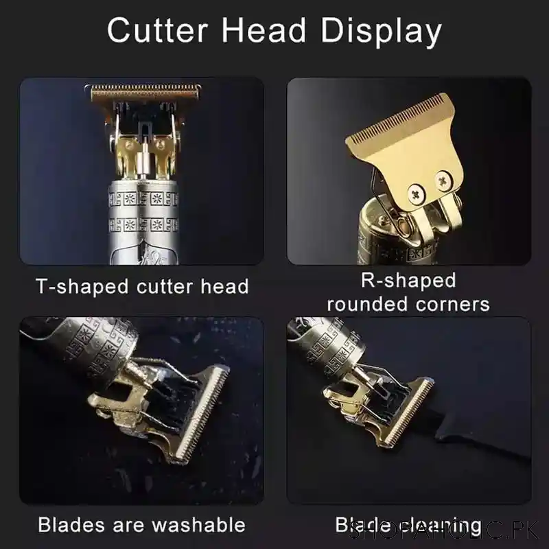 Kemei Vintage T9 Rechargeable Professional Hair Clipper for Beard and Haircut Style Trimmer with Four Clips
