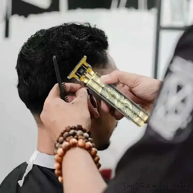 Kemei Vintage T9 Rechargeable Professional Hair Clipper for Beard and Haircut Style Trimmer with Four Clips