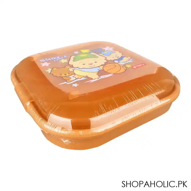 Lion Star Fiesta Plastic Lunch Box With Cutlery, 7.5in (H) x 6.9in (W) x 1.6in (D), Brown, BC-17
