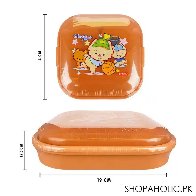 Lion Star Fiesta Plastic Lunch Box With Cutlery, 7.5in (H) x 6.9in (W) x 1.6in (D), Brown, BC-17