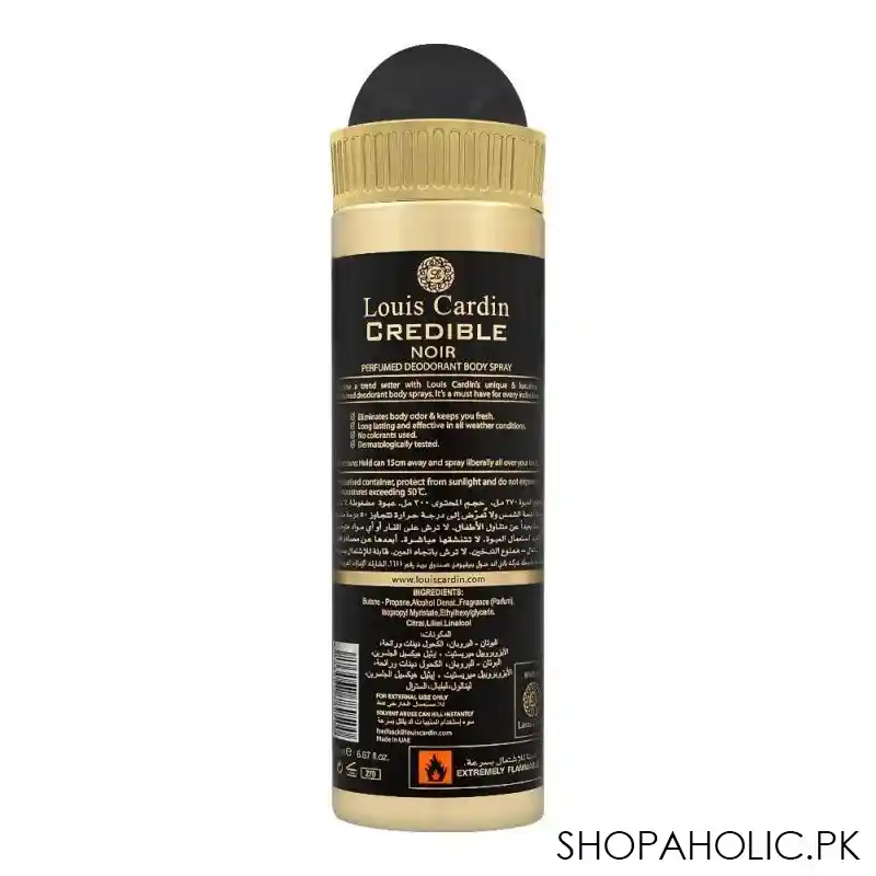 Louis Cardin Credible Noir Deodorant Spray, For Men, 200ml