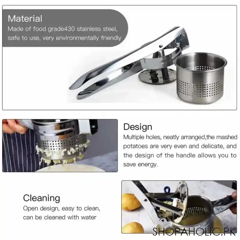 Manual Stainless Steel Potato Masher and Fruit Presser