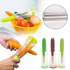 Stainless Mess-Free Quick Peeler with Trash Storage Case