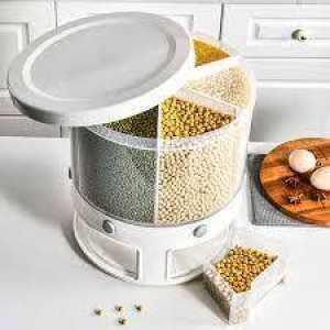 Six Grid Large Food Cereal Dispenser Revolving Base