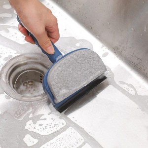 Soft Rubber Glass Wiper Scraper 2 In 1 Window Cleaning Sponge Brush Shower Squeegee Cleaner Bathroom Mirror Wiper Brush Cleaning Tools