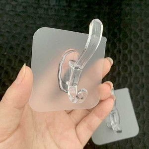 (Pack of 4) Transparent Self-Adhesive Double Hooks Hanger