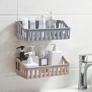 New Bathroom Shelf Adhesive Free Punching Plastic Storage Rack Wall Hanging Shelf Kitchen Home Decoration Bathroom Accessories