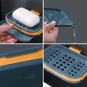 Bathroom Soap Dish Storage Basket Box Plastic Drain Holder Strong Wall Hanging Soap Box Punch-free Suction