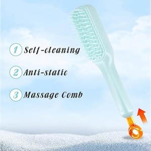 Self Cleaning Hair Brush, One-Click Cleaning Telescopic Hair Comb, Anti-Static Telescopic Hairbrush, Anti-Hair Entangled Automatic-Offers
