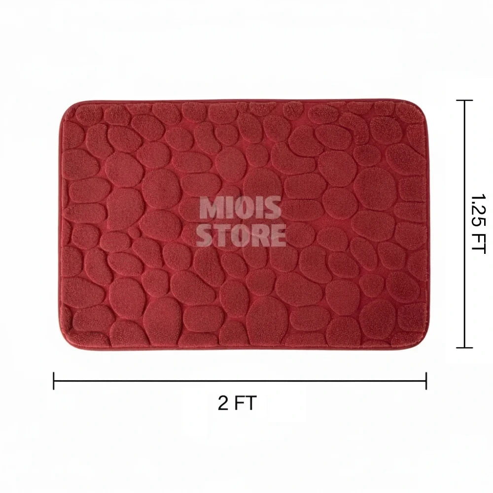 Pebble Stone Water Absorbent Mat (Medium Red)