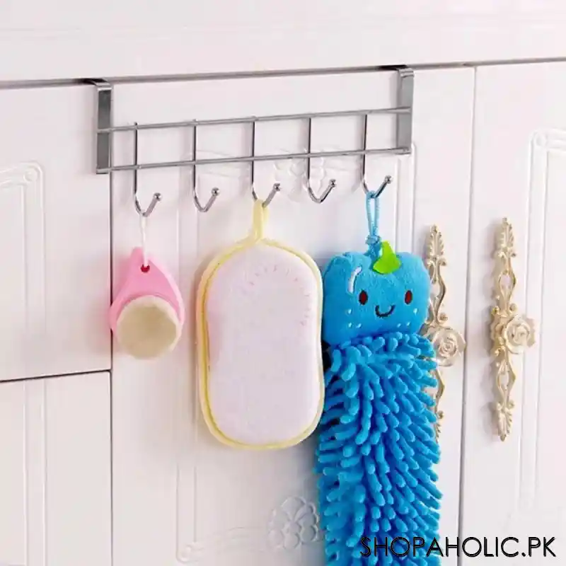 Over The Door 5 Hooks Cabinet Door Hanger - Black