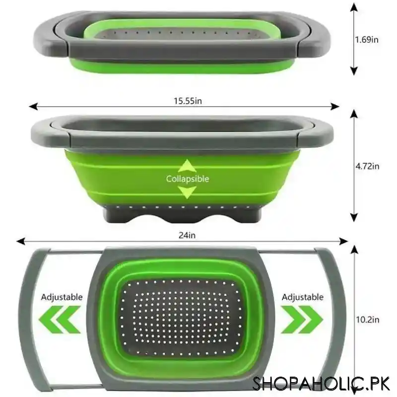 Over The Sink Silicone Collapsible Drainer Basket with Extendable Handles