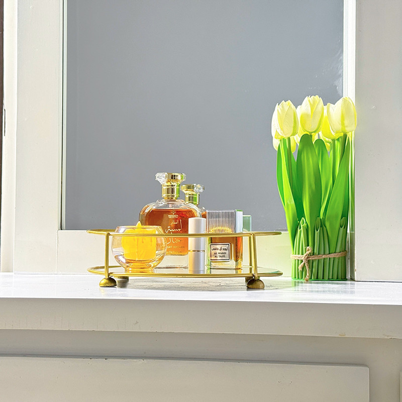 Classy Golden Vanity Display with Mirror by Hamzastore.pk